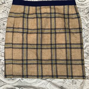 Boden British Tweed by Moon Plaid Tan and Blue Women's Skirt UK 8L/US 4L